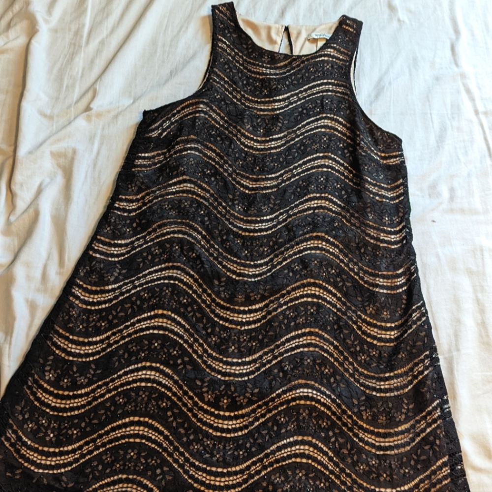 Beaded flapper/60s black and peach mini dress